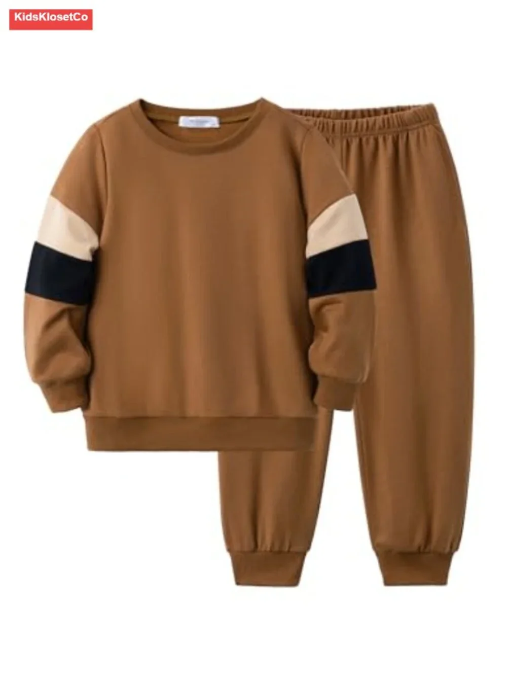 Boy's 2-Piece Color Block Sweatshirt & Pants Set Long Sleeve Pull-On